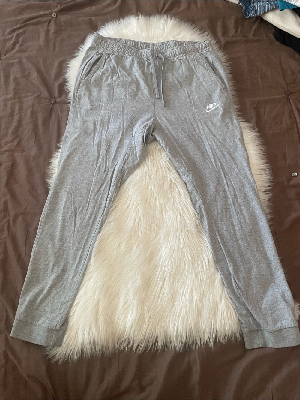 Nike Kids Light Gray Athletic Joggers with Drawstring